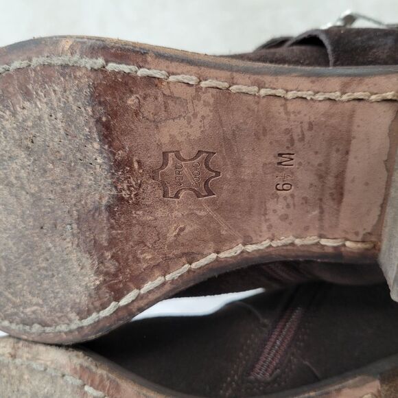 Donald J Pliner Dorria Brown Suede Silver Buckles Mid Calf Block Heel Boots - Picture 11 of 15